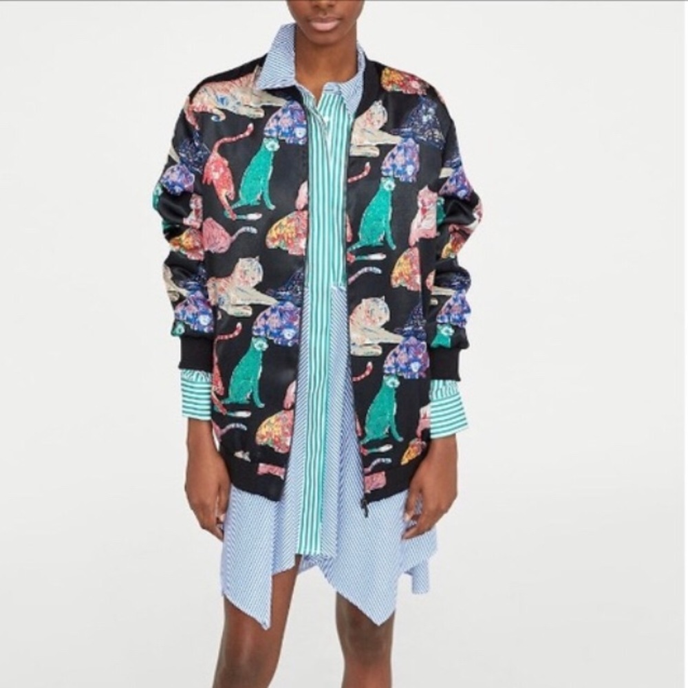 Vintage Zara Tiger Print Oversized Bomber